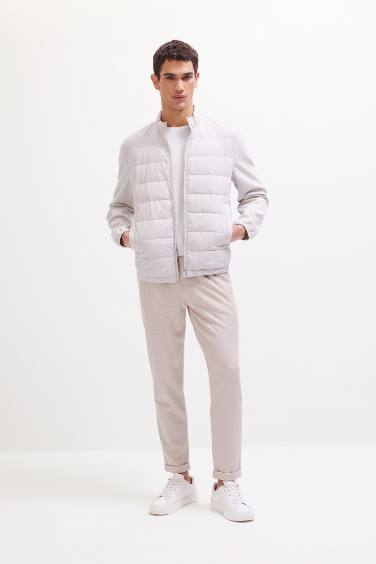 Slim Fit Stand Collar Elastic and Zippered Waterproof Jacket