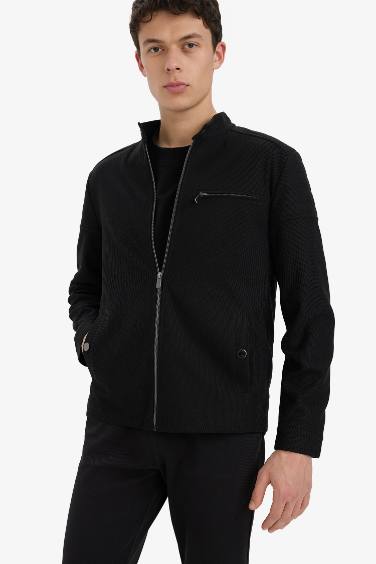 Slim Fit Stand up Collar Zippered Jacket