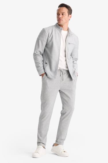 Slim Fit Stand up Collar Zippered Jacket