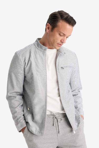 Slim Fit Stand up Collar Zippered Jacket