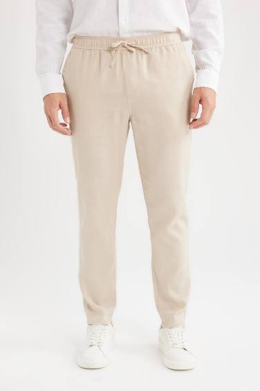 Yazlık Jogger Keten Düz Paça Pantolon