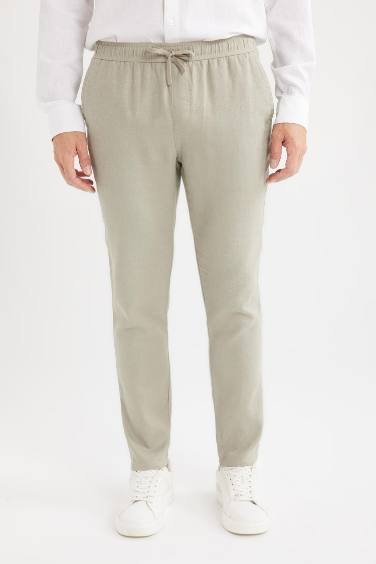 Yazlık Jogger Keten Düz Paça Pantolon