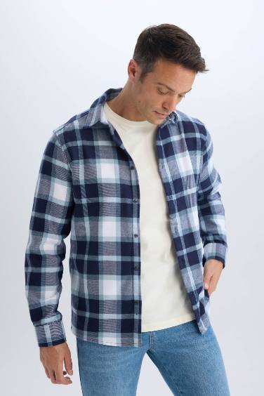 Regular Fit Kareli Pamuklu Uzun Kollu Gömlek