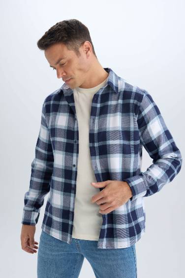 Regular Fit Kareli Pamuklu Uzun Kollu Gömlek