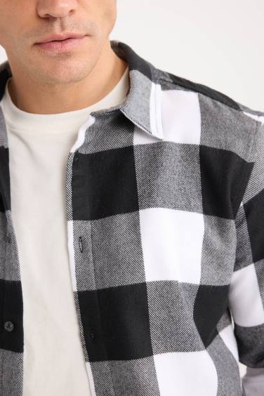 Regular Fit Polo Collar Cotton Long Sleeve Shirt