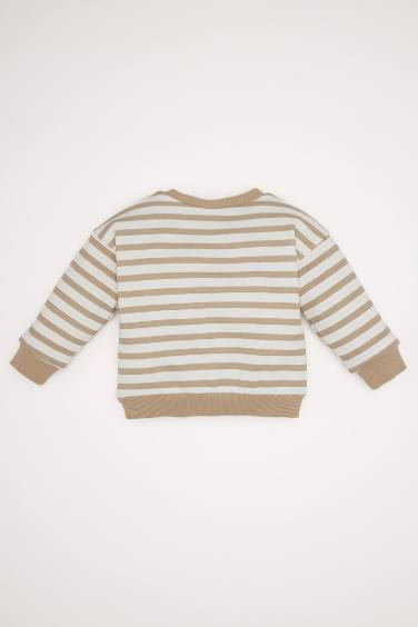 سويت شيرت بيبي اولادي بيج بطبعة شعار قصة عادية ببطانة ناعمة