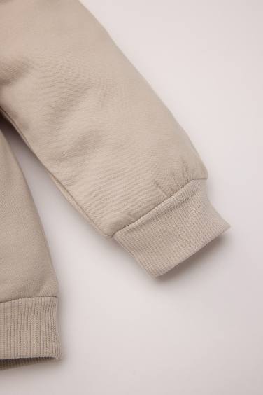 Baby Boy Crew Neck Back Printed Soft Furry Inside Sweatshirt