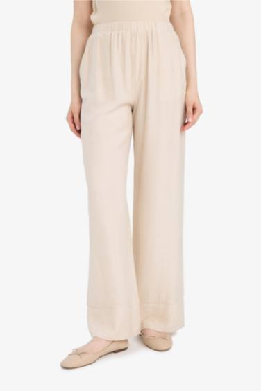 Wide Leg Crinkle Fabric Trousers