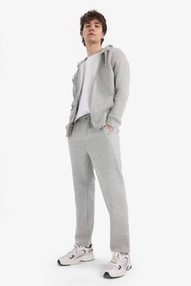 Regular Fit Fleto Cepli Düz Paça Kalın Eşofman Altı