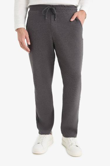 Regular Fit Cepli Düz Paça Dokulu Eşofman Altı