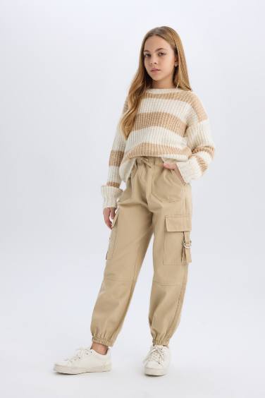 Girl Parachute Jogger Leg Cotton Cargo Pants