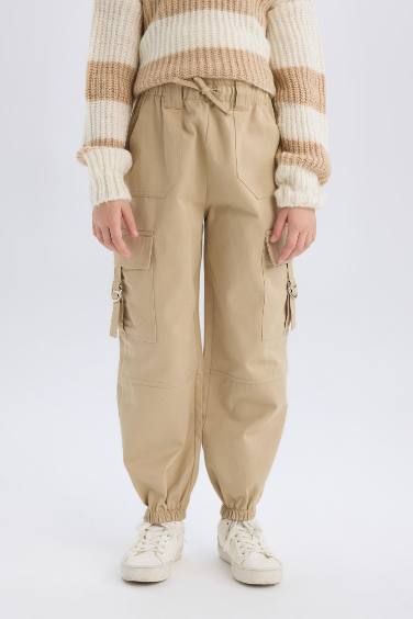 Girl Parachute Jogger Leg Cotton Cargo Pants