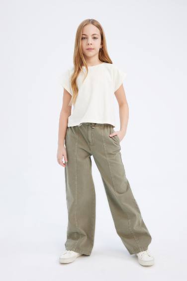 Girl Cotton Wide Leg Trousers