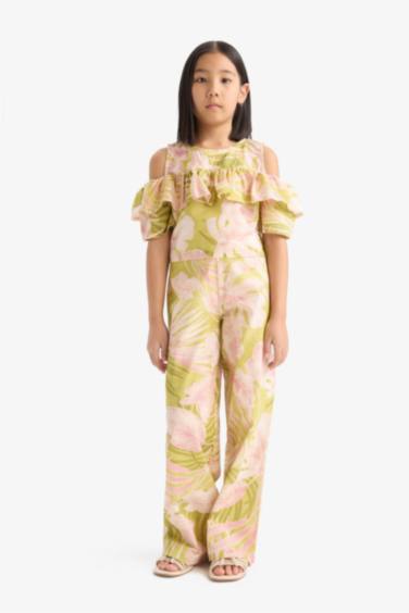 Girl Patterned Wide Leg Cotton Trousers