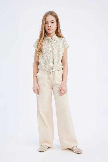 Wide Leg Cotton Trousers