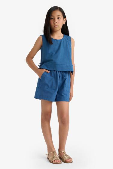 Girl Elastic Waist Cotton Shorts