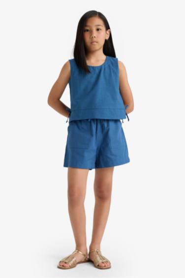 Girl Elastic Waist Cotton Shorts