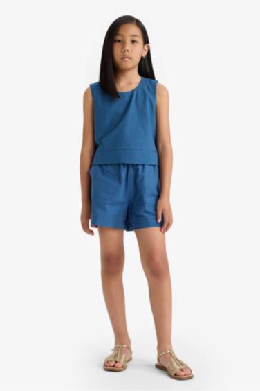 Girl Elastic Waist Cotton Shorts