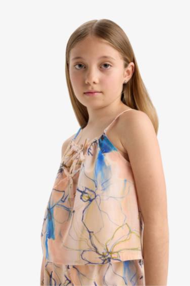 Blouse imprimée à bretelles pour fille