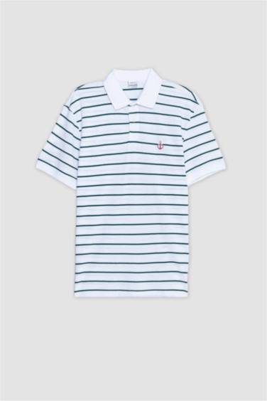 Cotton Regular Fit Striped Polo Shirt