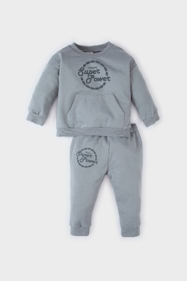 Ensemble Sweatshirt à col rond imprimé et Jogging pour bébé garçon