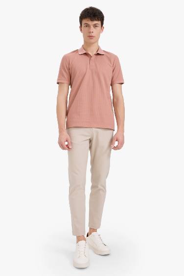 Regular Fit Short Sleeve Waffle Polo T-Shirt