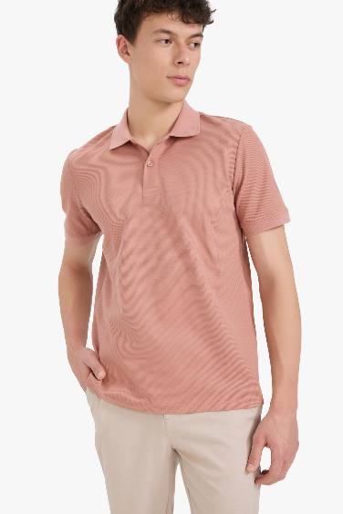 Regular Fit Short Sleeve Waffle Polo T-Shirt