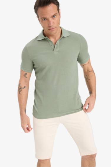 Regular Fıt Waffle Kısa Kollu Polo Tişört - Görsel 6