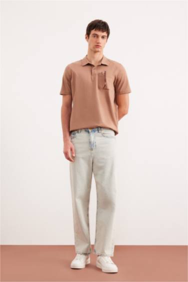 Поло с коротким рукавом свободного покроя