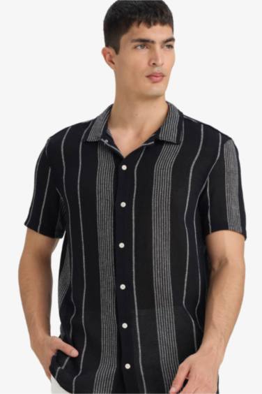 Regular Fit Polo Collar Cotton Short Sleeve Shirt