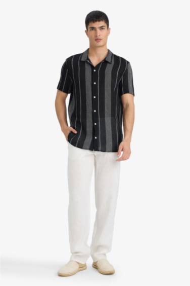 Regular Fit Polo Collar Cotton Short Sleeve Shirt