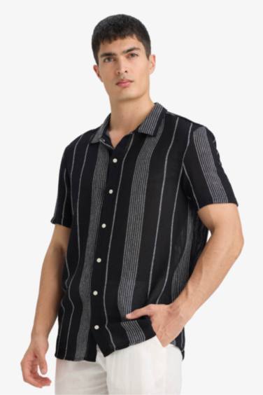 Regular Fit Polo Collar Cotton Short Sleeve Shirt