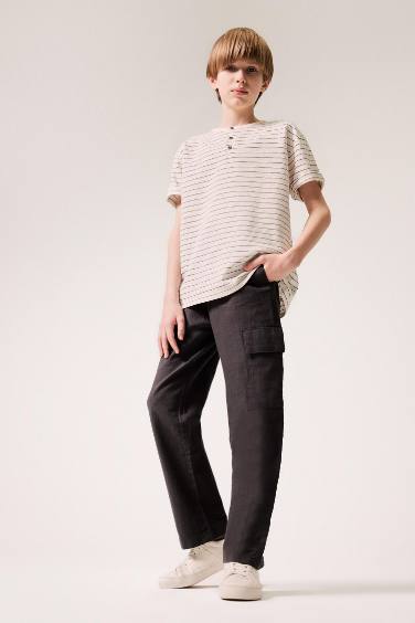 Boy Standard Leg Linen Blended Trousers