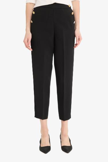 Carrot Fit High Waist Straight Leg Trousers