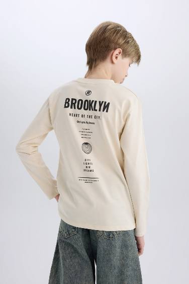 Boy Crew Neck Back Printed Long Sleeve T-Shirt