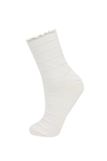 Woman Seamless Ruffled 2 Piece Cotton Long Socks