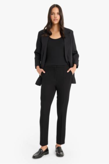 Double Pocket High Waist Straight Leg Trousers