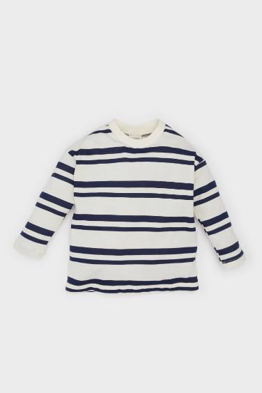 Baby Boy Crew Neck Striped Long Sleeve T-Shirt