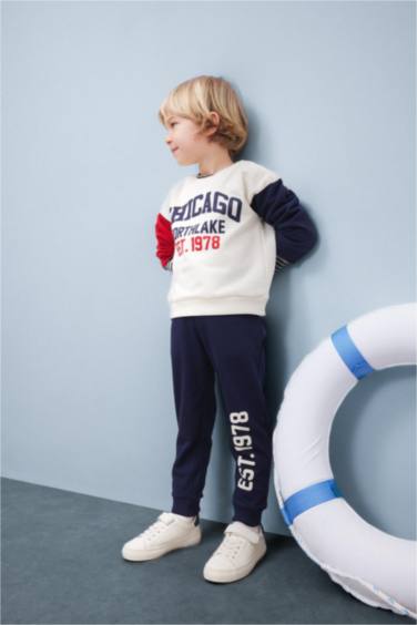 Baby Boy Slogan Printed Thin Sweatshirt Fabric 2 Piece Set