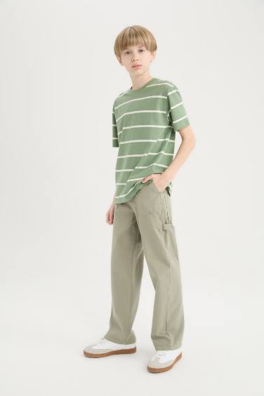 Boy Wide Leg Standard Leg Gabardine Trousers