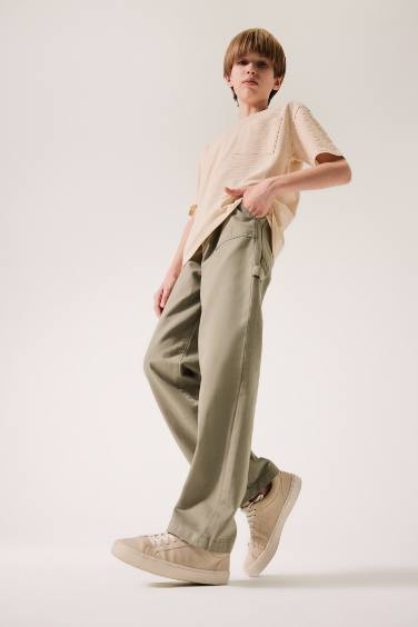 Boy Wide Leg Standard Leg Gabardine Trousers