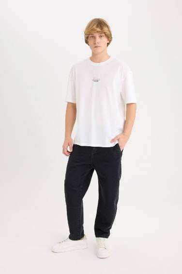Oversize Fit Crew Neck Printed Short Sleeve T-Shirt