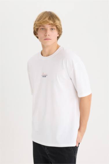 Oversize Fit Crew Neck Printed Short Sleeve T-Shirt