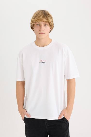 Oversize Fit Crew Neck Printed Short Sleeve T-Shirt