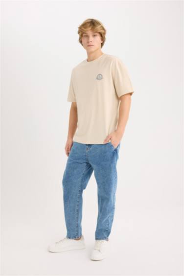 Boxy Fit Crew Neck Printed Short Sleeve T-Shirt