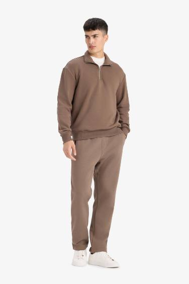 Regular Fit Beli Bağcıklı Cepli Düz Paça Kalın Eşofman Altı