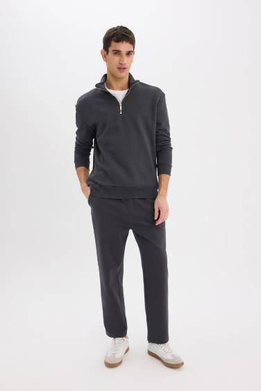 Regular Fit Waist Tied Pocket Straight Leg Thick Sweatpants