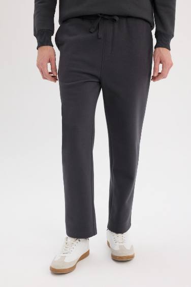 Regular Fit Eşofman Altı İçi Polarlı Basic Düz Cepli Beli Bağcıklı Düz Paça