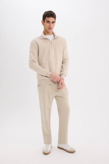 بنطلون بجامة رياضي سادة قماش سميك قصة عادية بجيب