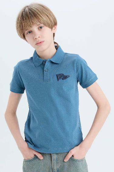 Boy Embroidered Short Sleeve Polo Shirt